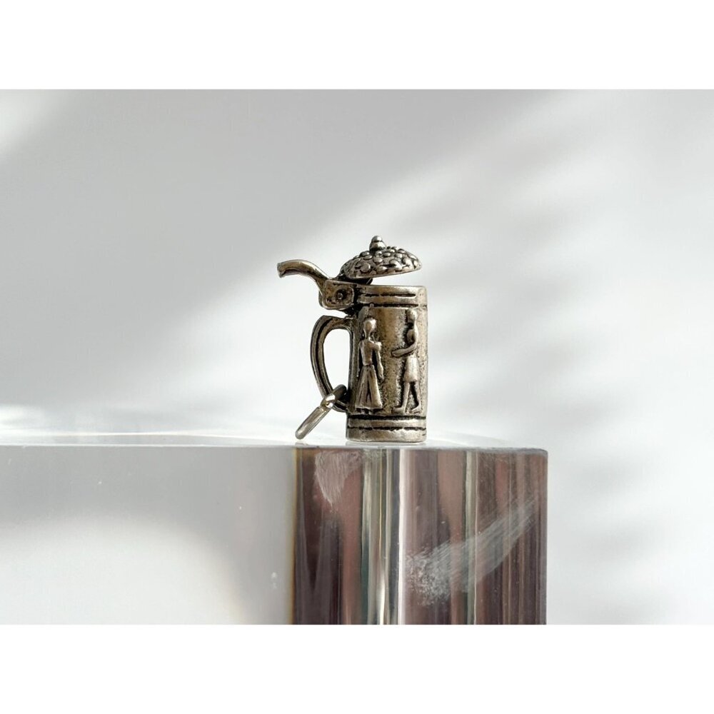 German Stein Mug Craft Beer Lidded Teeny Tiny Figural Vintage Pendant | Charm - Picture 2 of 11
